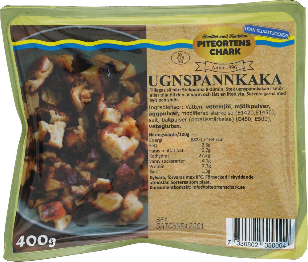 Ugnspannkaka förpackning Piteortens Chark